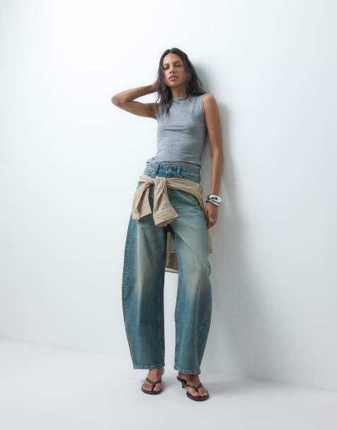 ASOS DESIGN high waisted barrel leg jeans in vintage wash - view 1