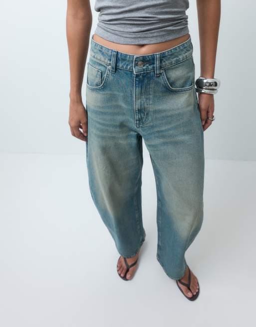 ASOS DESIGN high waisted barrel leg jeans in vintage wash, 2 of 5