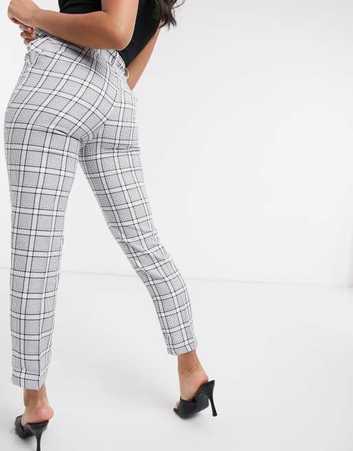 ASOS DESIGN high waisted belted cigarette in mono check, 2 of 4