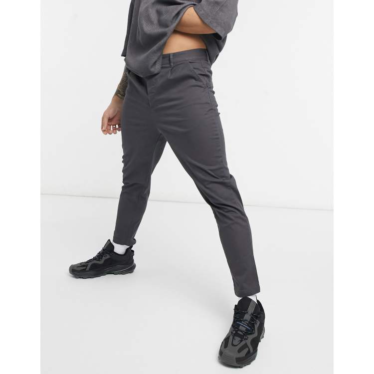 ASOS DESIGN high waisted cigarette chino pants in charcoal