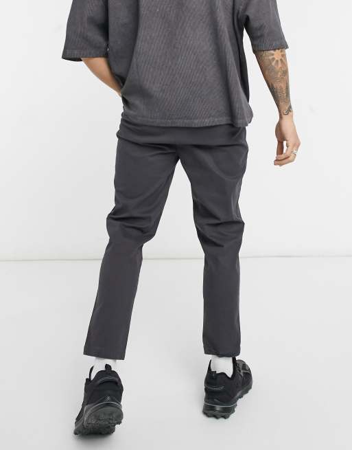ASOS DESIGN high waisted cigarette chino pants in charcoal