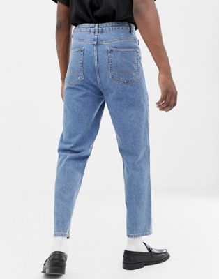 High waist jeans in washed Asos Men Clothing Jeans High Waisted Jeans 