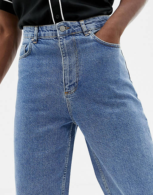 ASOS DESIGN high waisted jeans in vintage mid wash blue