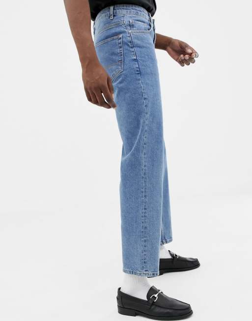 ASOS DESIGN high waisted jeans in vintage mid wash blue ASOS