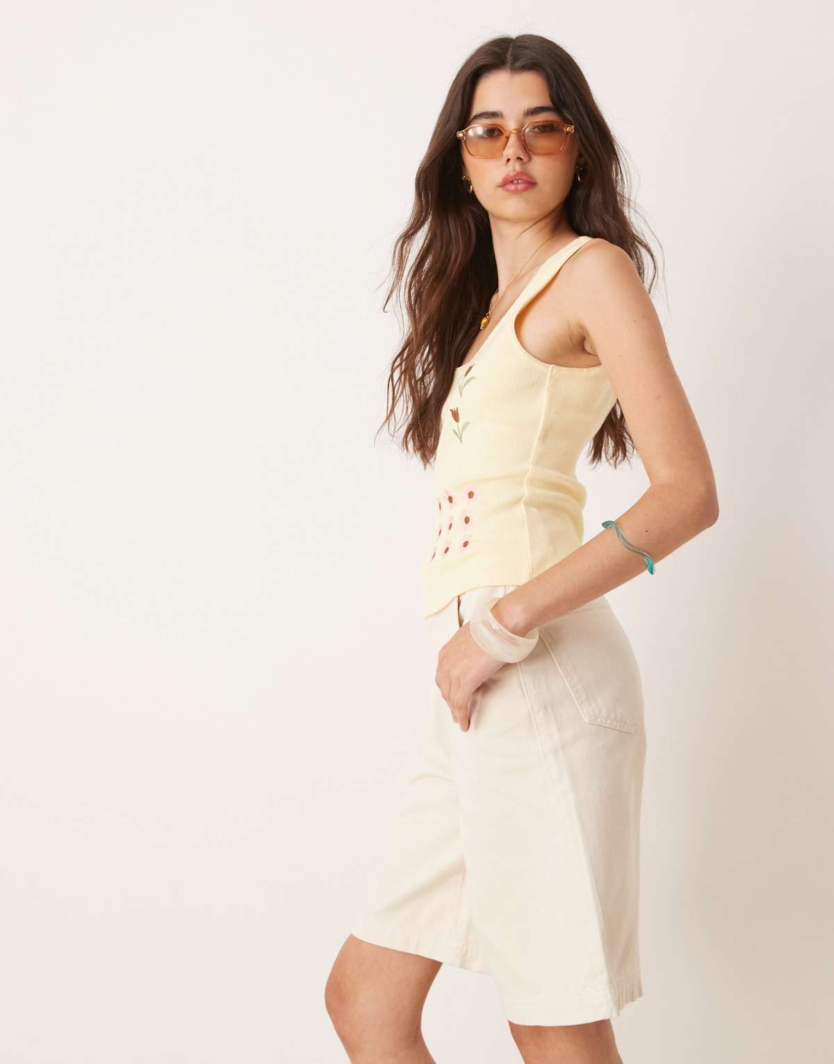 ASOS DESIGN high waisted long line denim jort