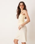 [ASOS DESIGN] ASOS DESIGN high waisted longline denim jorts-White 14 Off white