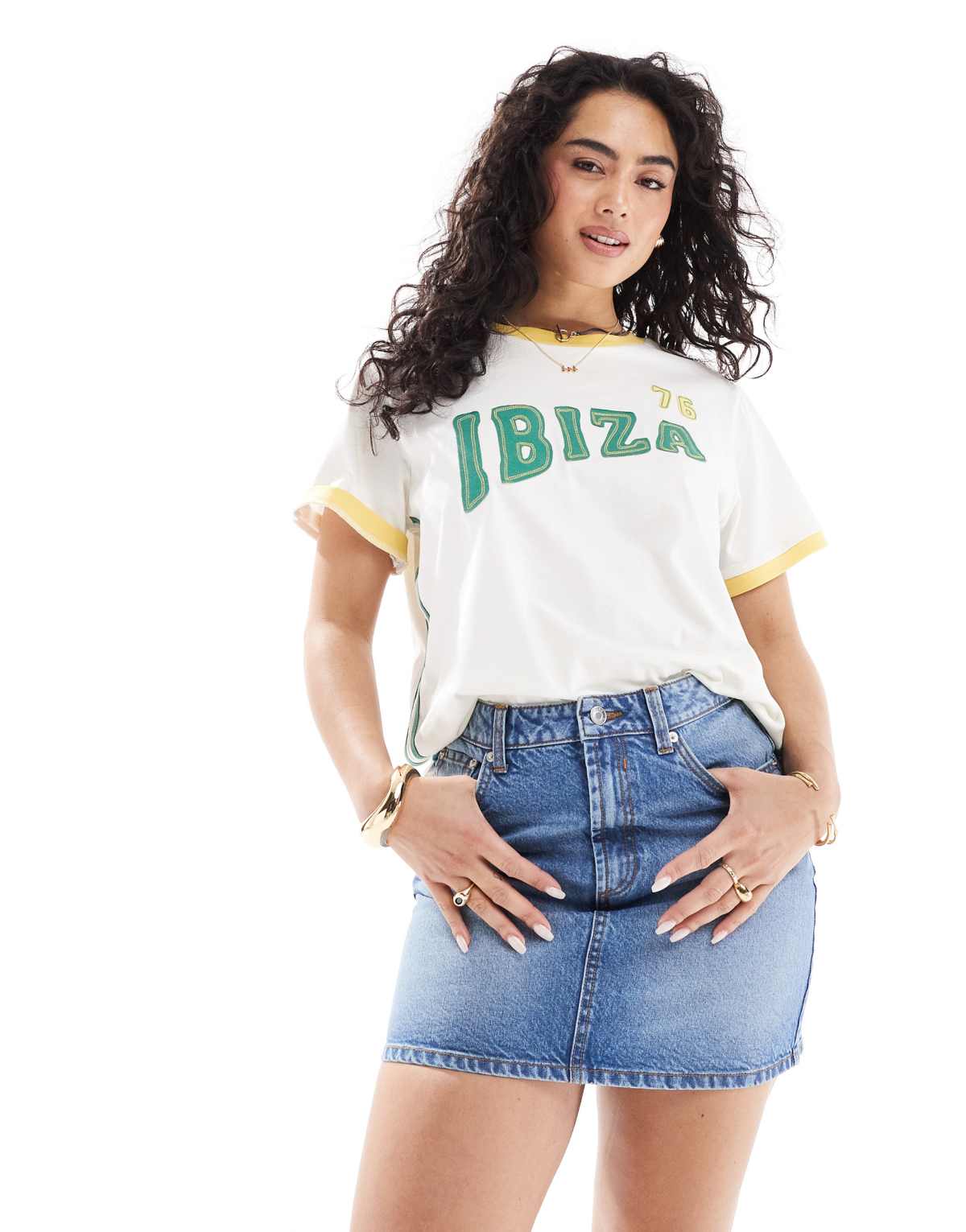 ASOS DESIGN high waisted mini skirt in midwash