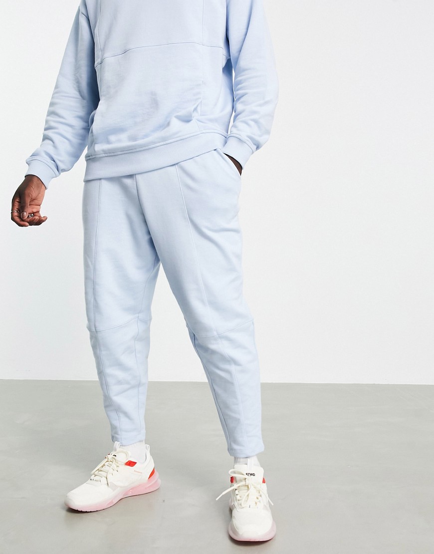 ASOS DESIGN high waisted oversized sweatpants with seam details in blue - part of a set-Blues