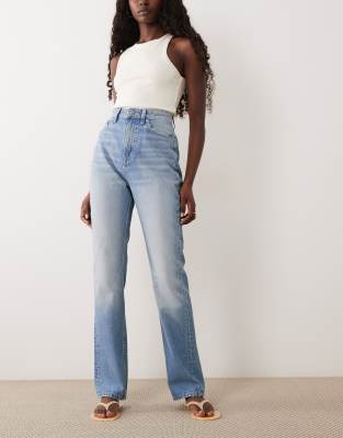 Asos Design High Waisted Pinch Jean In Blue