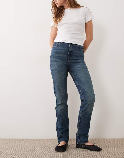 ASOS DESIGN high waisted pinch jean in vintage wash, 1 of 5