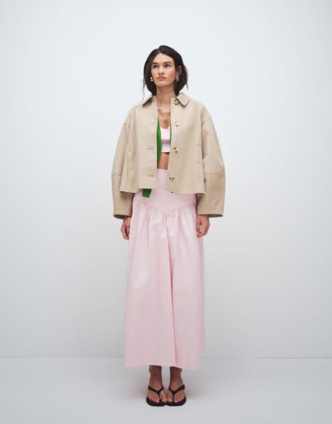 ASOS DESIGN high waisted seamed maxi skirt in dusty pink - part of a set - view 1