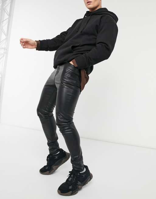 ASOS DESIGN skinny jean in black leather look