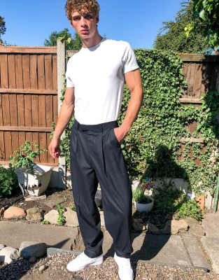 mens high waisted trousers asos