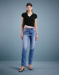 [ASOS DESIGN] ASOS DESIGN high waisted slim straight jeans in vintage wash-Blue 14 Vintage Wash