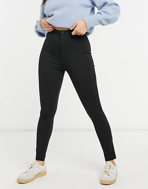 ASOS DESIGN high waisted stretch pants in black