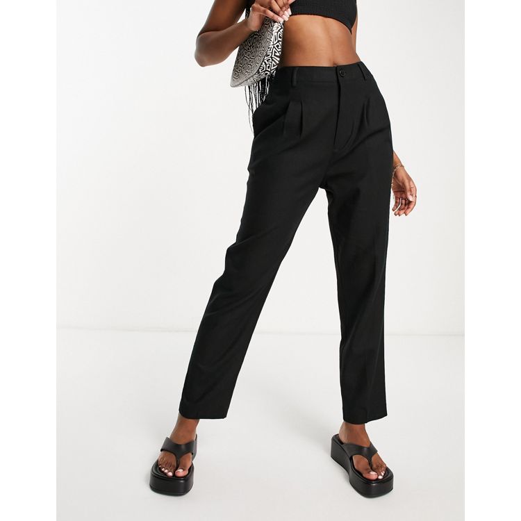 ASOS DESIGN High Waist Tapered Pants with Elasticated Back