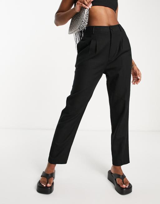 Black High Rise Tapered Pants|194602801-Black