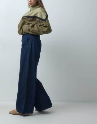 Asos Design High Waisted Wide Leg Jean In Blue
