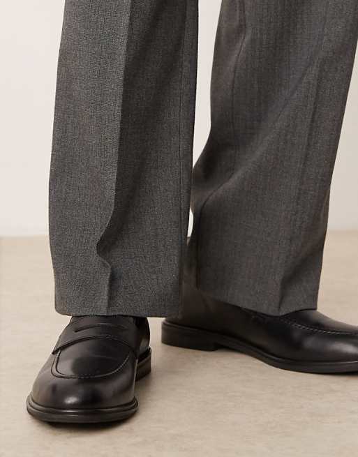 ASOS DESIGN high waisted wide leg suit pants in charcoal ASOS DESIGN high waisted wide leg suit pants in charcoal