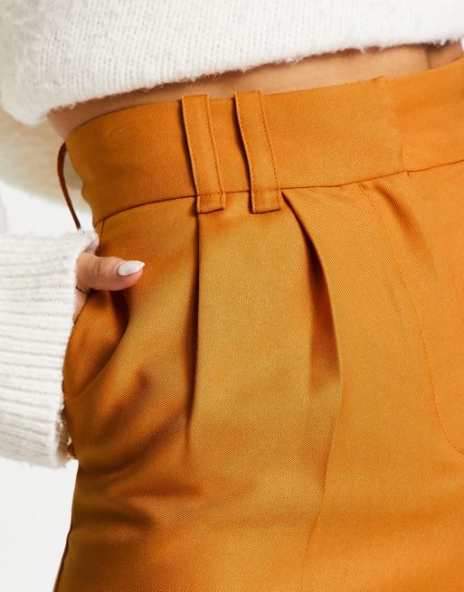 ASOS DESIGN high waisted wide leg trousers in marmalade