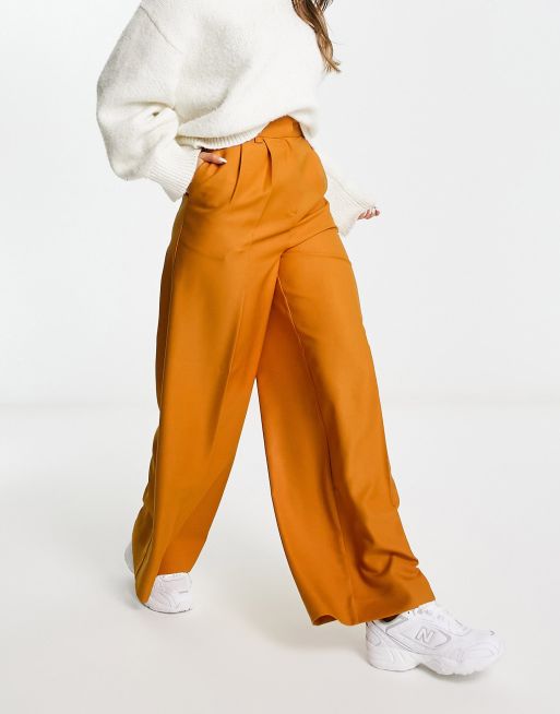 Wide leg cheap orange trousers