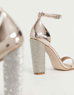 block heel diamante shoes