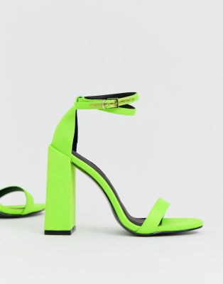 neon green block heels