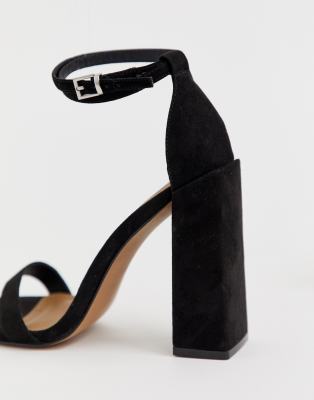 black block heel barely there sandals