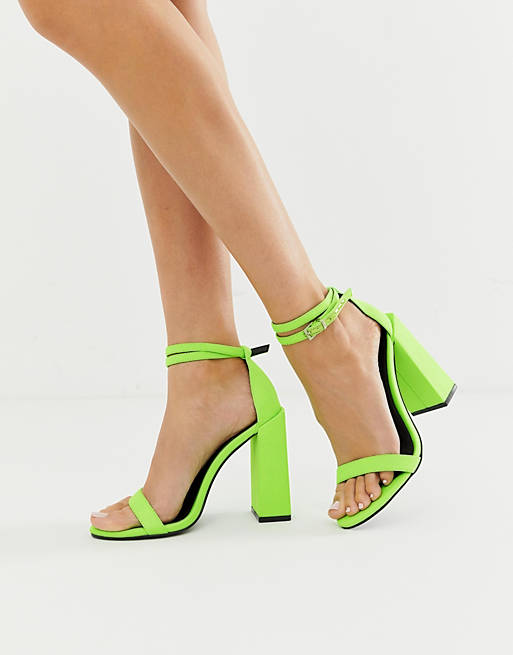 ASOS DESIGN - Highlight - Sandales minimalistes à gros talons - Vert fluo