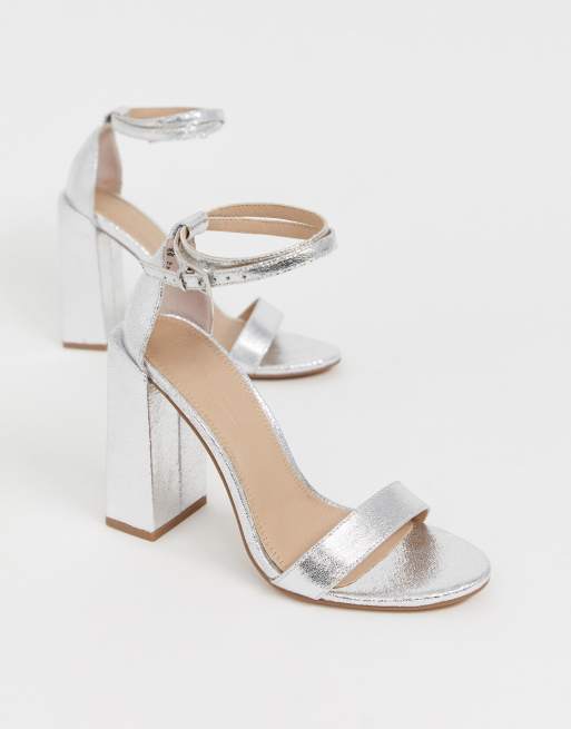 ASOS DESIGN Highlight Sandales minimalistes talons Argent
