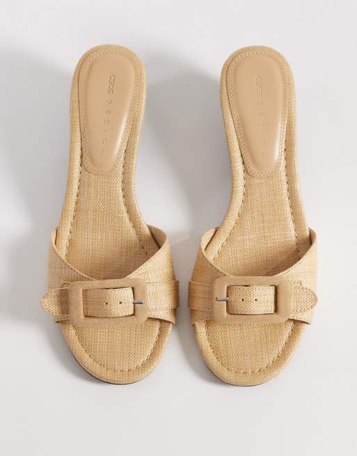 ASOS DESIGN Highway buckle detail wedge sandals in natural fabrication, 2 of 4