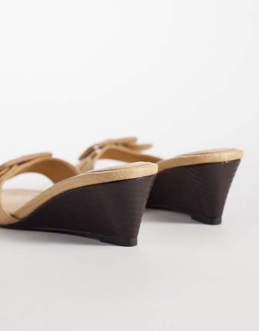 ASOS DESIGN Highway buckle detail wedge sandals in natural fabrication, 3 of 4
