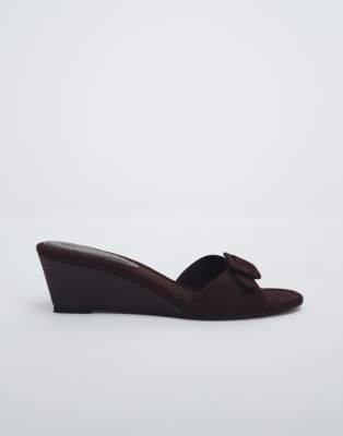 Highway - Sandales compensées en suédine avec boucle - Chocolat-Brown 37