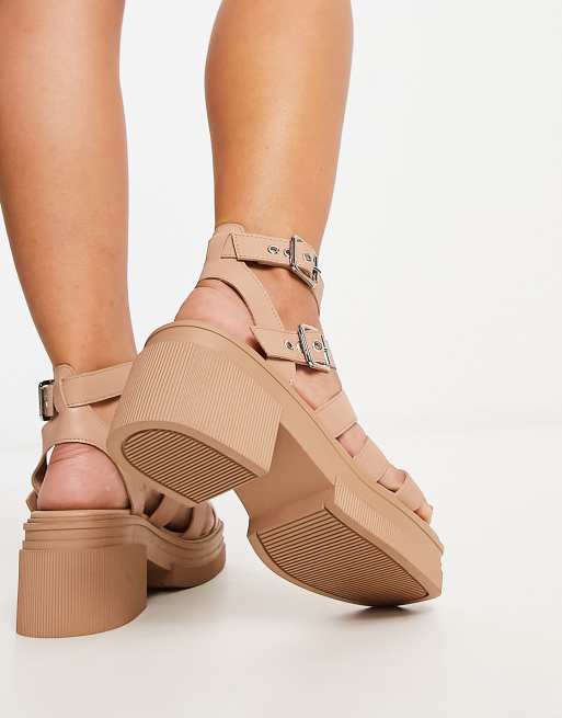 ASOS DESIGN - Highway - Sandali beige a pianta larga con suola spessa e tacco medio, 2 di 4