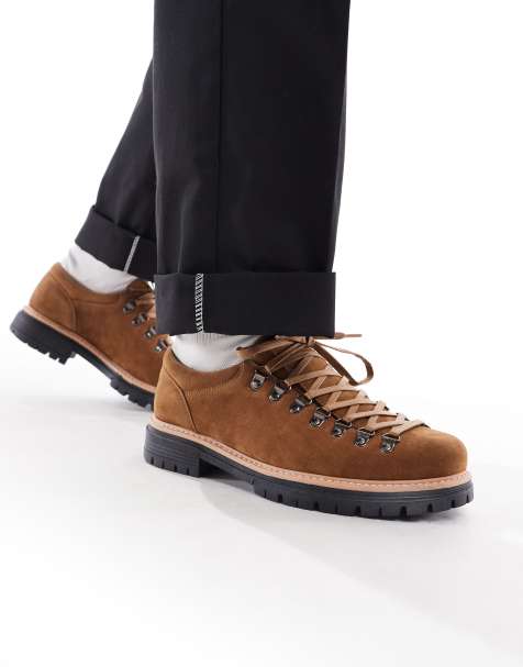 ASOS DESIGN hiker lace ups in tan with multi lace - view 1