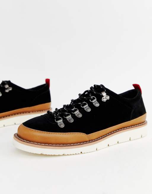 Asos Design Hiker Shoe In Black Faux Suede Asos