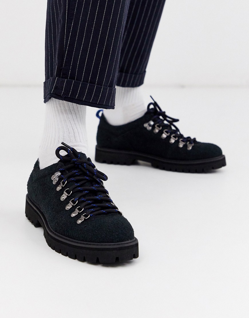 ASOS DESIGN hiker shoes in black suede with black sole