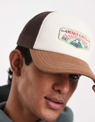 Asos Design Hiking Trucker Cap In Multi