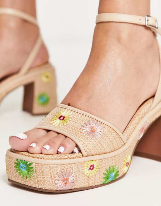 Sandali con zeppa fiori clearance