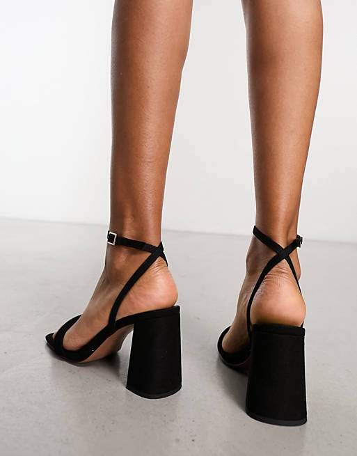 Womens Shoes Heels Sandal heels ASOS Wide Fit Hilton Barely There Block Heeled Sandals in Black 