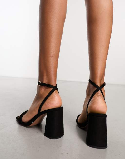 Asos black block store heel sandals