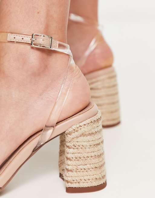 ASOS DESIGN - Hilton - Minimalistische, doorzichtige sandalen met blokhak van raffia, 3 van 4