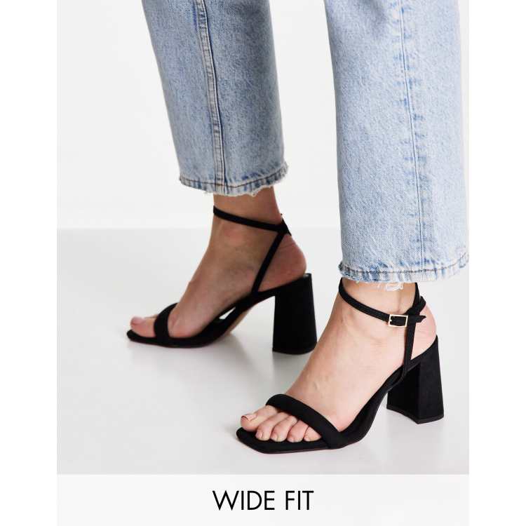 ASOS DESIGN Hilton Sandales minimalistes pointure large a talon carre Noir ASOS