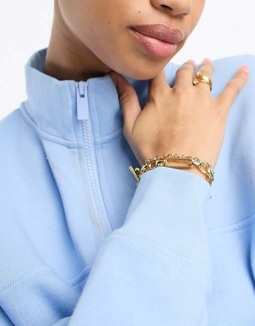 ASOS DESIGN - Himmelblå sweatshirt med halv lynlås , 3 af 4