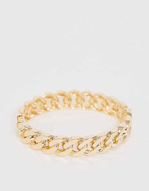 ASOS DESIGN hinge cuff bracelet in curb chain design in gold tone | ASOS