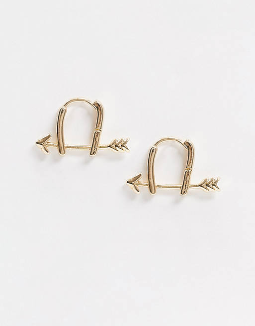 ASOS DESIGN hinge hoop earrings in arrow design in gold tone