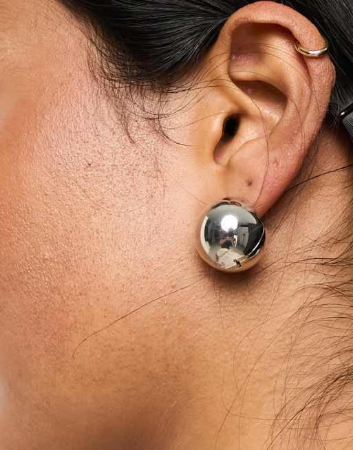 Big silver deals ball earrings