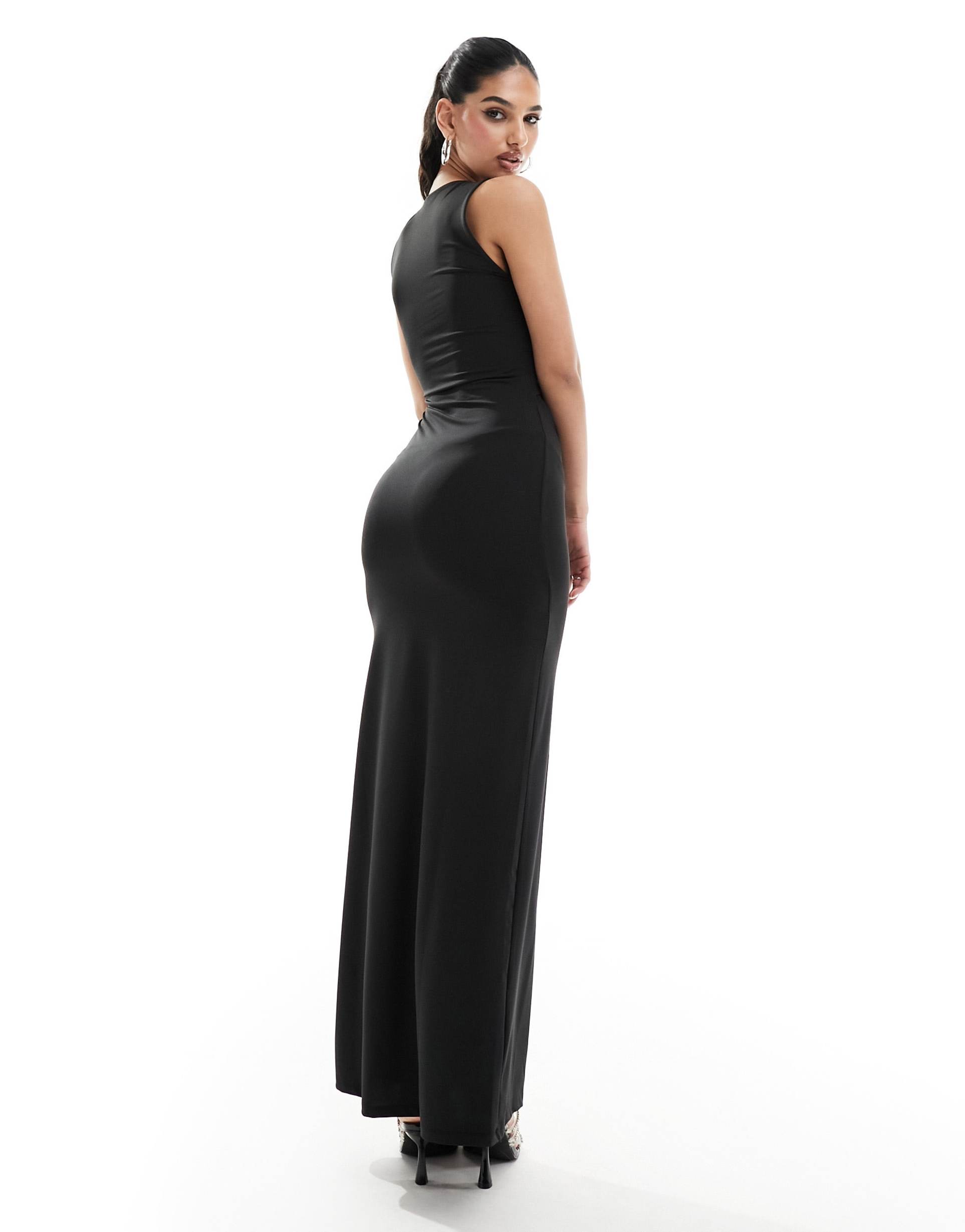 asos design hip cut out maxi dress in black