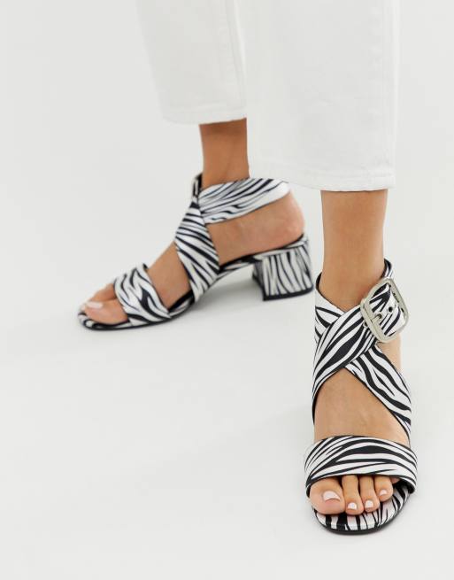 ASOS DESIGN Hip Hop heeled sandals in zebra