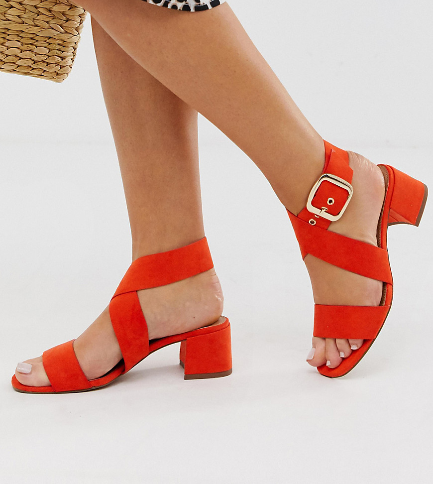 ASOS DESIGN - Hip Hop - Sandalen met blokhak en brede pasvorm in oranje-Rood
